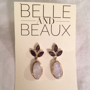 Silver drop earrings w/topaz & quartz drop